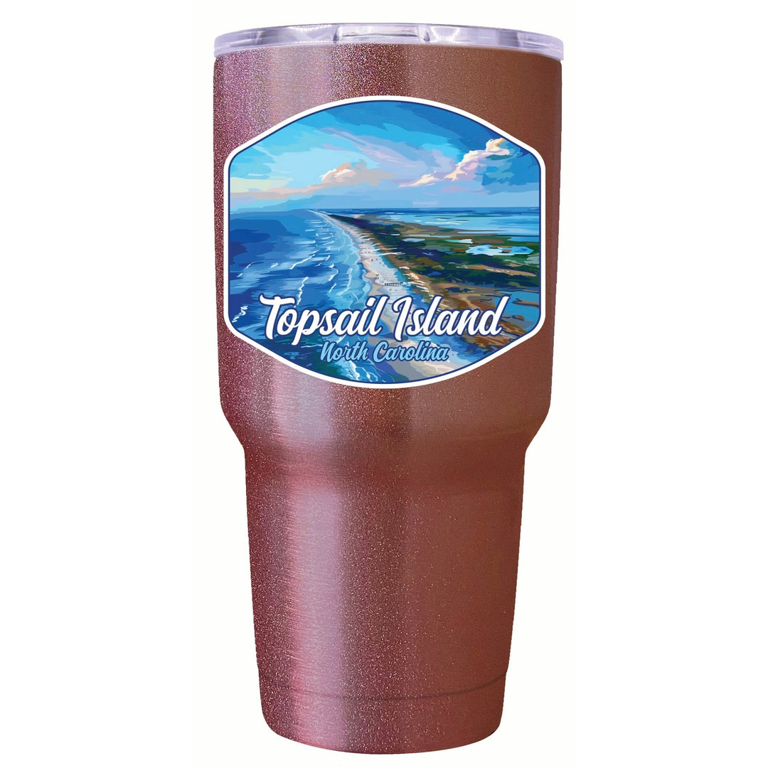 Topsail Island North Carolina Aerial View Design Souvenir 24 oz Insulated Stainless Steel Tumbler Image 1