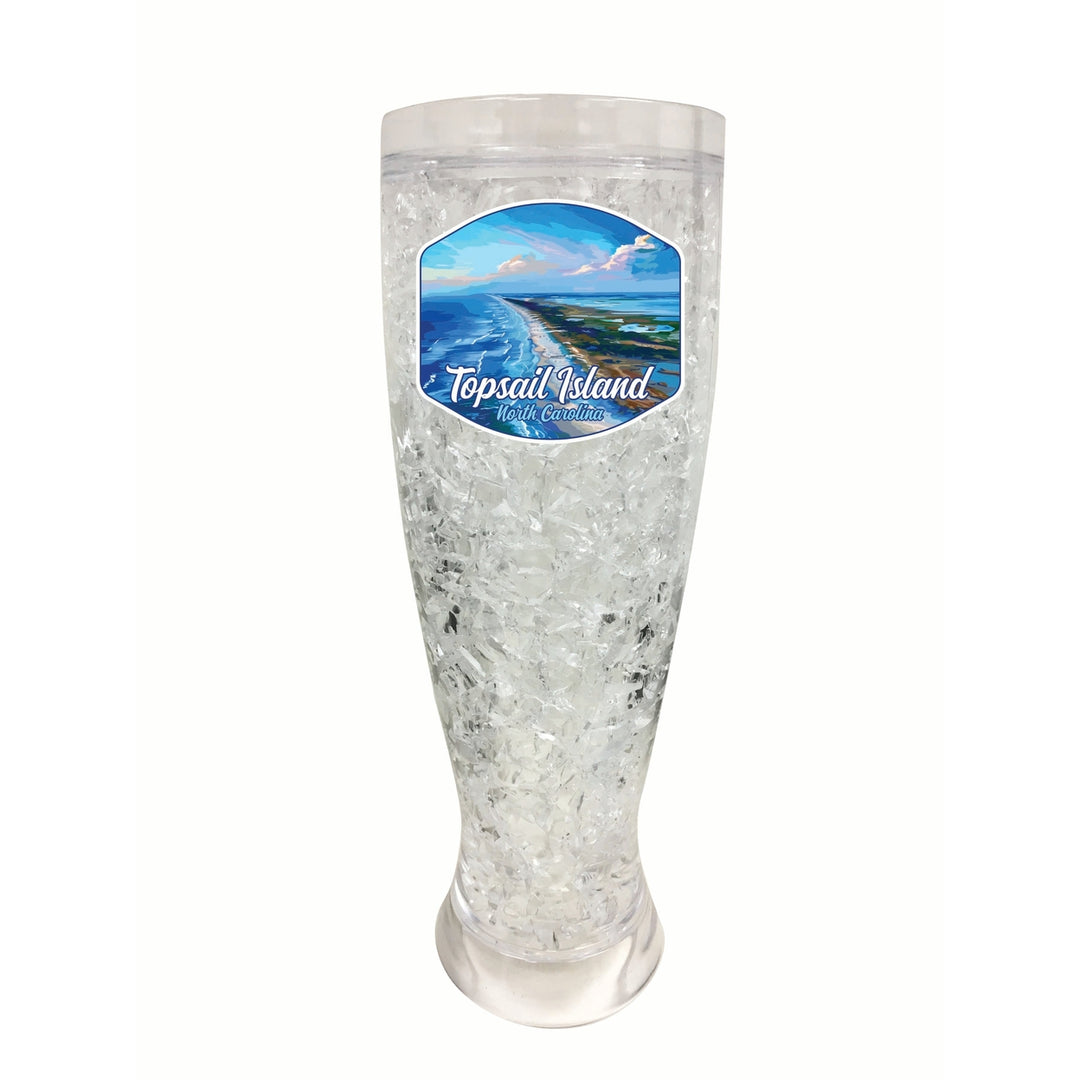 Topsail Island North Carolina Aerial View Design Souvenir 16 oz Plastic Broken Glass Frosty Mug Image 1