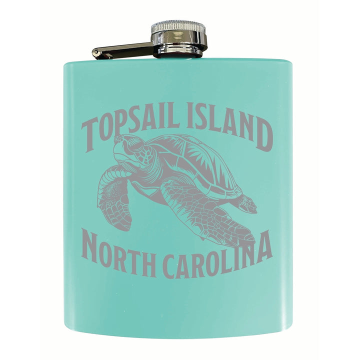 Topsail Island North Carolina Souvenir 7 oz Engraved Steel Flask Matte Finish Image 1