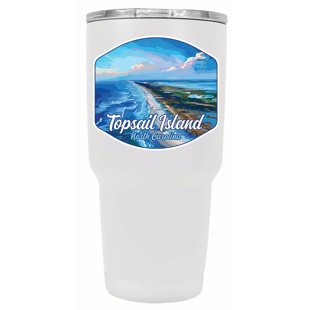 Topsail Island North Carolina Aerial View Design Souvenir 24 oz Insulated Stainless Steel Tumbler Image 2