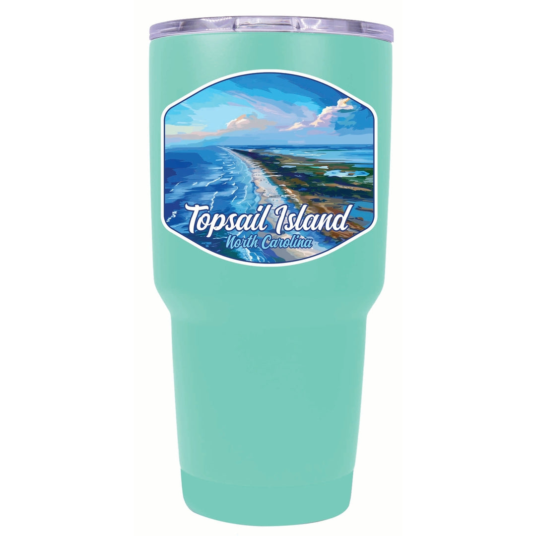 Topsail Island North Carolina Aerial View Design Souvenir 24 oz Insulated Stainless Steel Tumbler Image 3