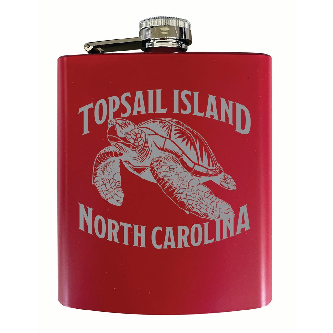 Topsail Island North Carolina Souvenir 7 oz Engraved Steel Flask Matte Finish Image 2