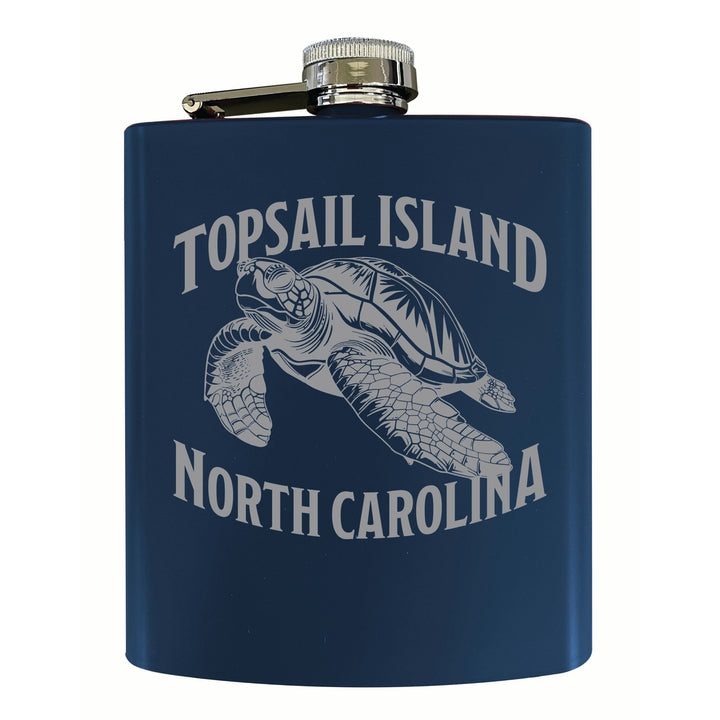 Topsail Island North Carolina Souvenir 7 oz Engraved Steel Flask Matte Finish Image 3