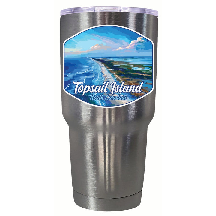 Topsail Island North Carolina Aerial View Design Souvenir 24 oz Insulated Stainless Steel Tumbler Image 4