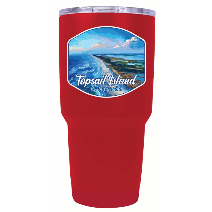 Topsail Island North Carolina Aerial View Design Souvenir 24 oz Insulated Stainless Steel Tumbler Image 4