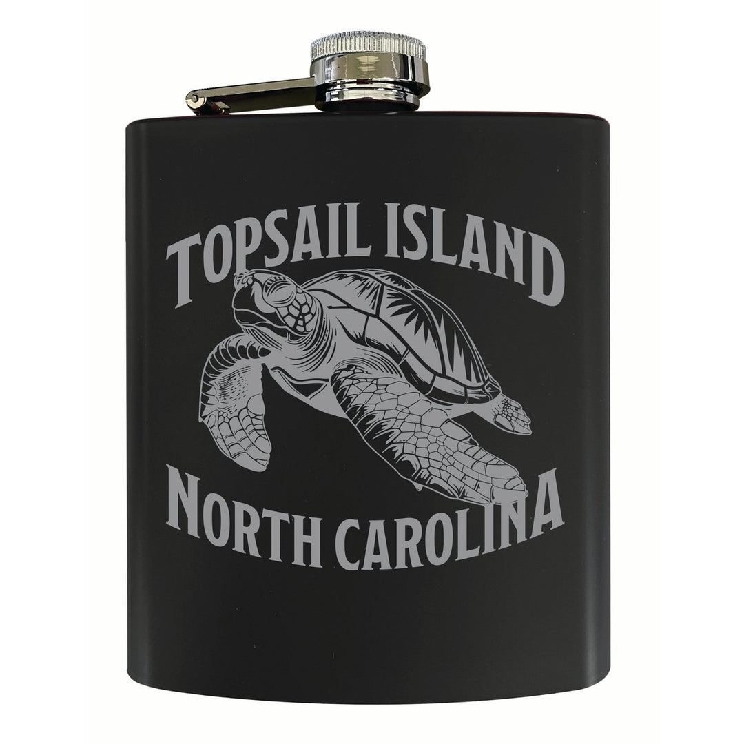 Topsail Island North Carolina Souvenir 7 oz Engraved Steel Flask Matte Finish Image 4