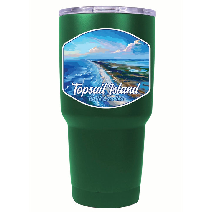 Topsail Island North Carolina Aerial View Design Souvenir 24 oz Insulated Stainless Steel Tumbler Image 6