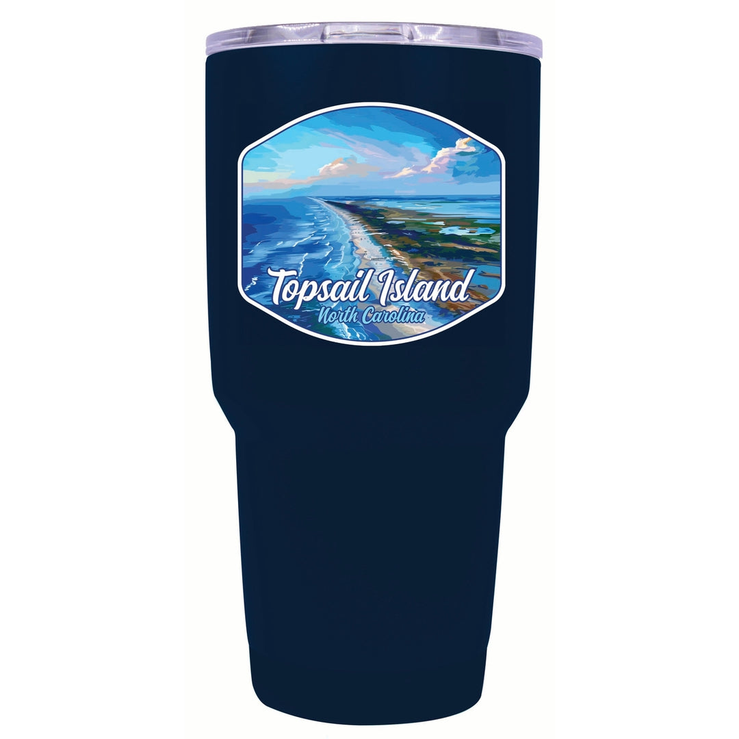 Topsail Island North Carolina Aerial View Design Souvenir 24 oz Insulated Stainless Steel Tumbler Image 7