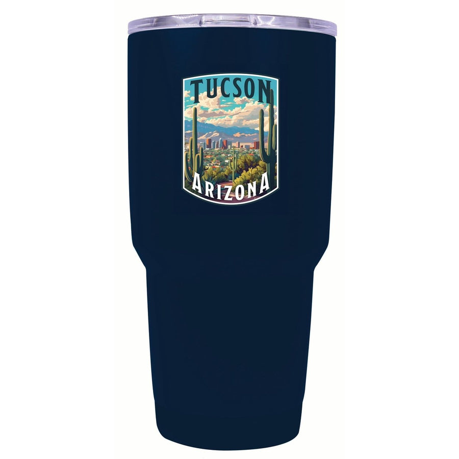 Tucson Arizona Cactus and Cityscape Design Souvenir 24 oz Insulated Stainless Steel Tumbler Image 1