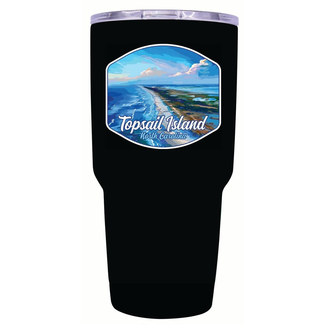 Topsail Island North Carolina Aerial View Design Souvenir 24 oz Insulated Stainless Steel Tumbler Image 9