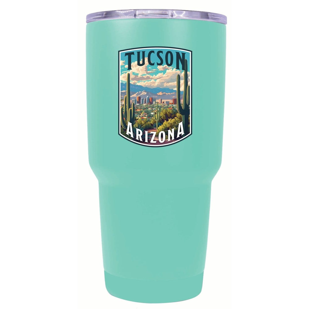 Tucson Arizona Cactus and Cityscape Design Souvenir 24 oz Insulated Stainless Steel Tumbler Image 2