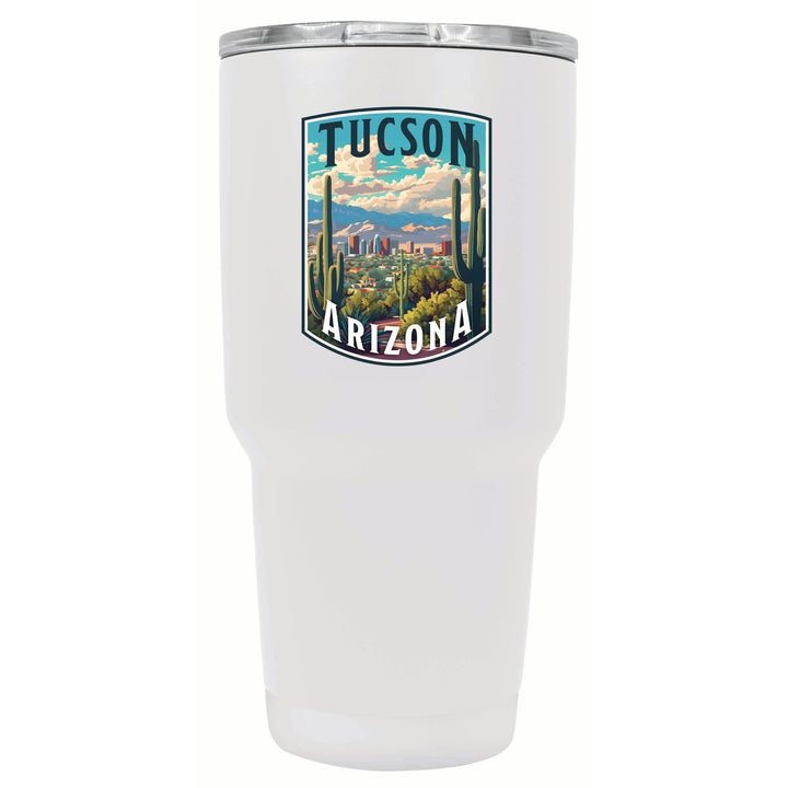 Tucson Arizona Cactus and Cityscape Design Souvenir 24 oz Insulated Stainless Steel Tumbler Image 3