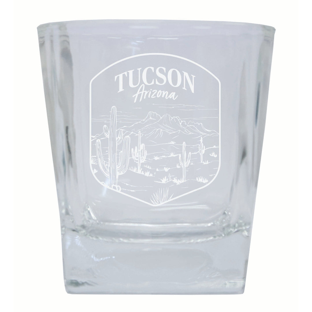 Tucson Arizona Souvenir 10 oz Engraved Whiskey Glass Rocks Glass Image 1