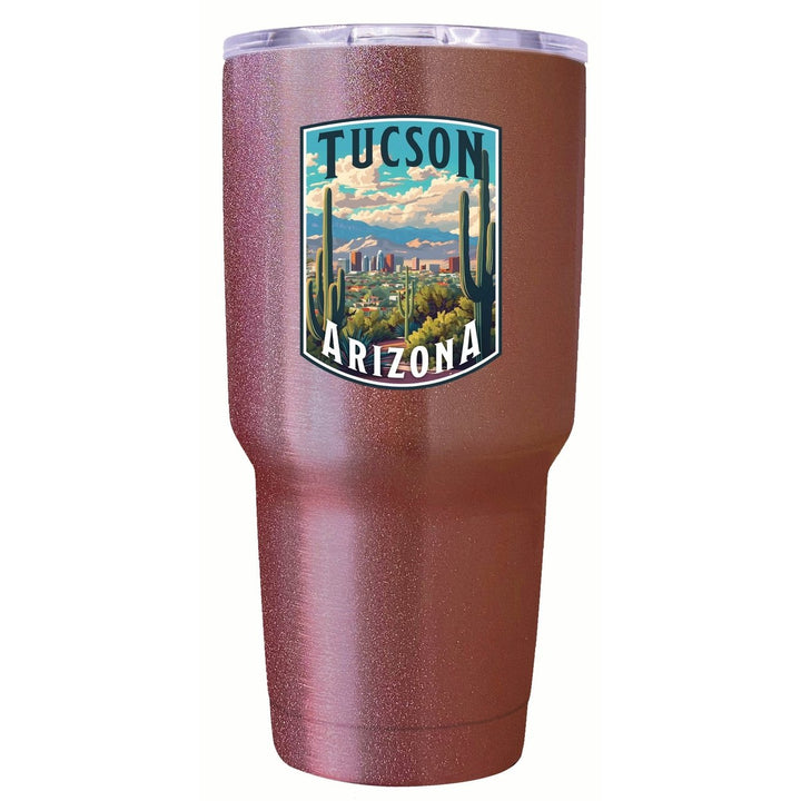 Tucson Arizona Cactus and Cityscape Design Souvenir 24 oz Insulated Stainless Steel Tumbler Image 4