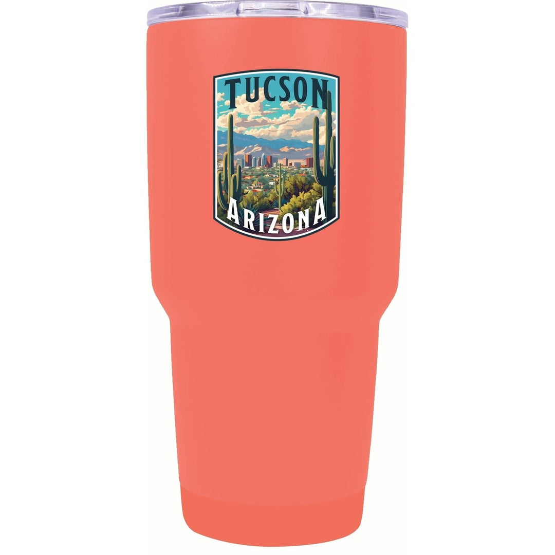 Tucson Arizona Cactus and Cityscape Design Souvenir 24 oz Insulated Stainless Steel Tumbler Image 7