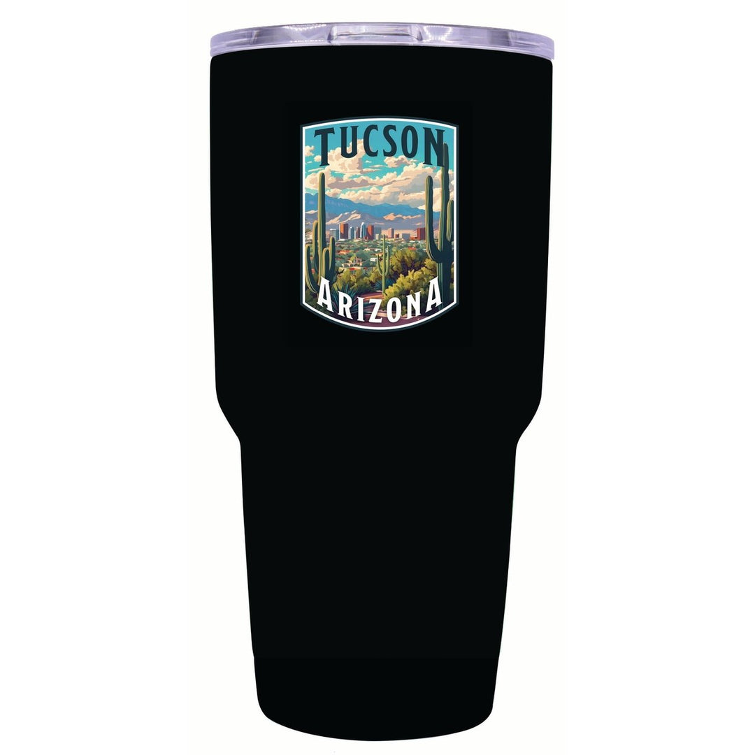 Tucson Arizona Cactus and Cityscape Design Souvenir 24 oz Insulated Stainless Steel Tumbler Image 8