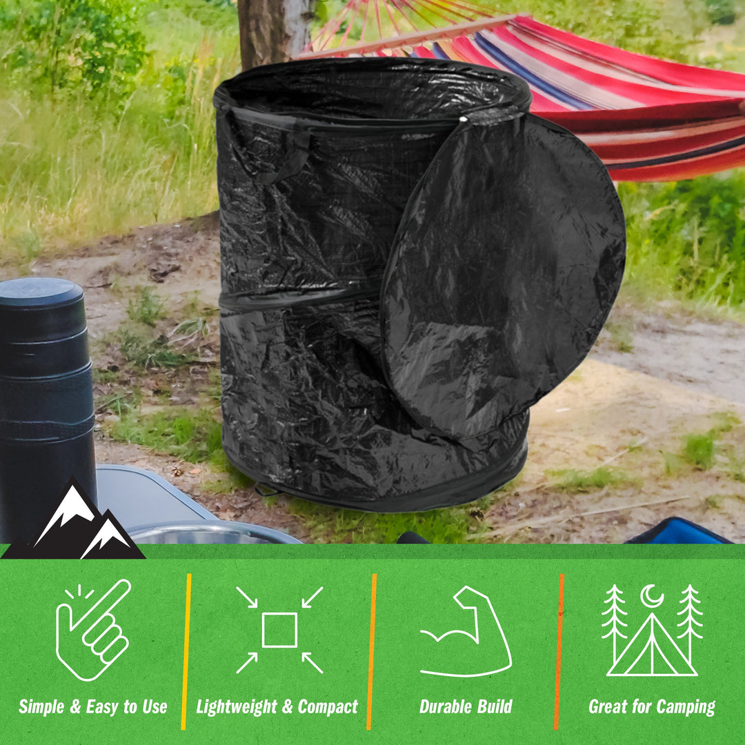 Collapsible Trash Can - 44-Gallon Portable Garbage Can Outdoor Bin with Zippered Lid for RV Camping Parties or Yard Image 3