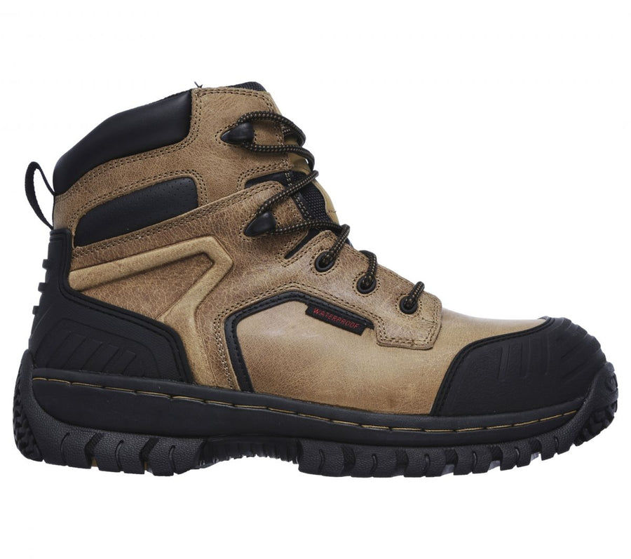 SKECHERS WORK Mens Work Hartan - Onkin Steel Toe Waterproof Work Boot Light Brown 77121-LTBR 13-M DARK BROWN Image 1