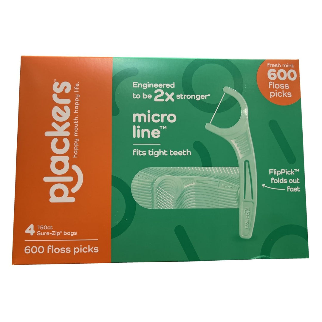 Plackers Micro Line Floss Picks Fresh Mint (600 Count) Image 1