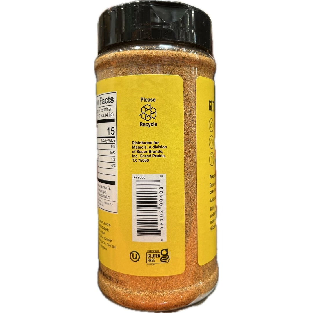 Mateos Medium Ancho Chile Taco Seasoning 9.4 Ounce Image 3