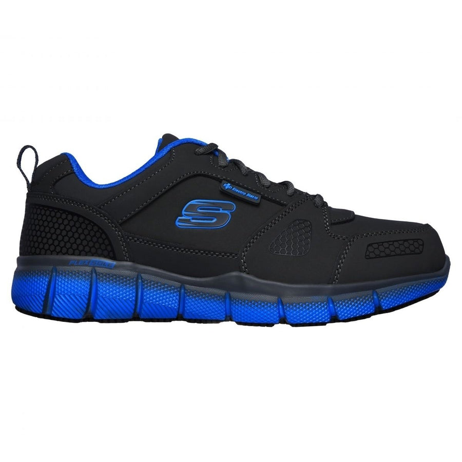 SKECHERS WORK Mens Telfin - Thordd ESD Soft Toe Work Shoe Charcoal/Blue - 77171-CCBL CHARCOAL/ BLUE Image 1