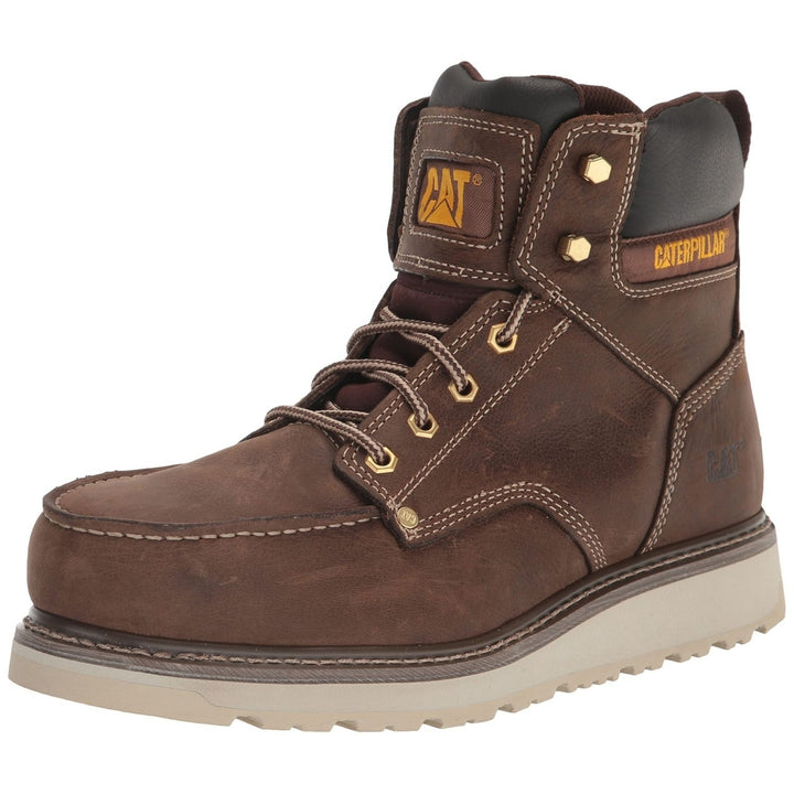 Cat Footwear Mens Calibrate Steel Toe Construction Boot LEATHER BROWN Image 1