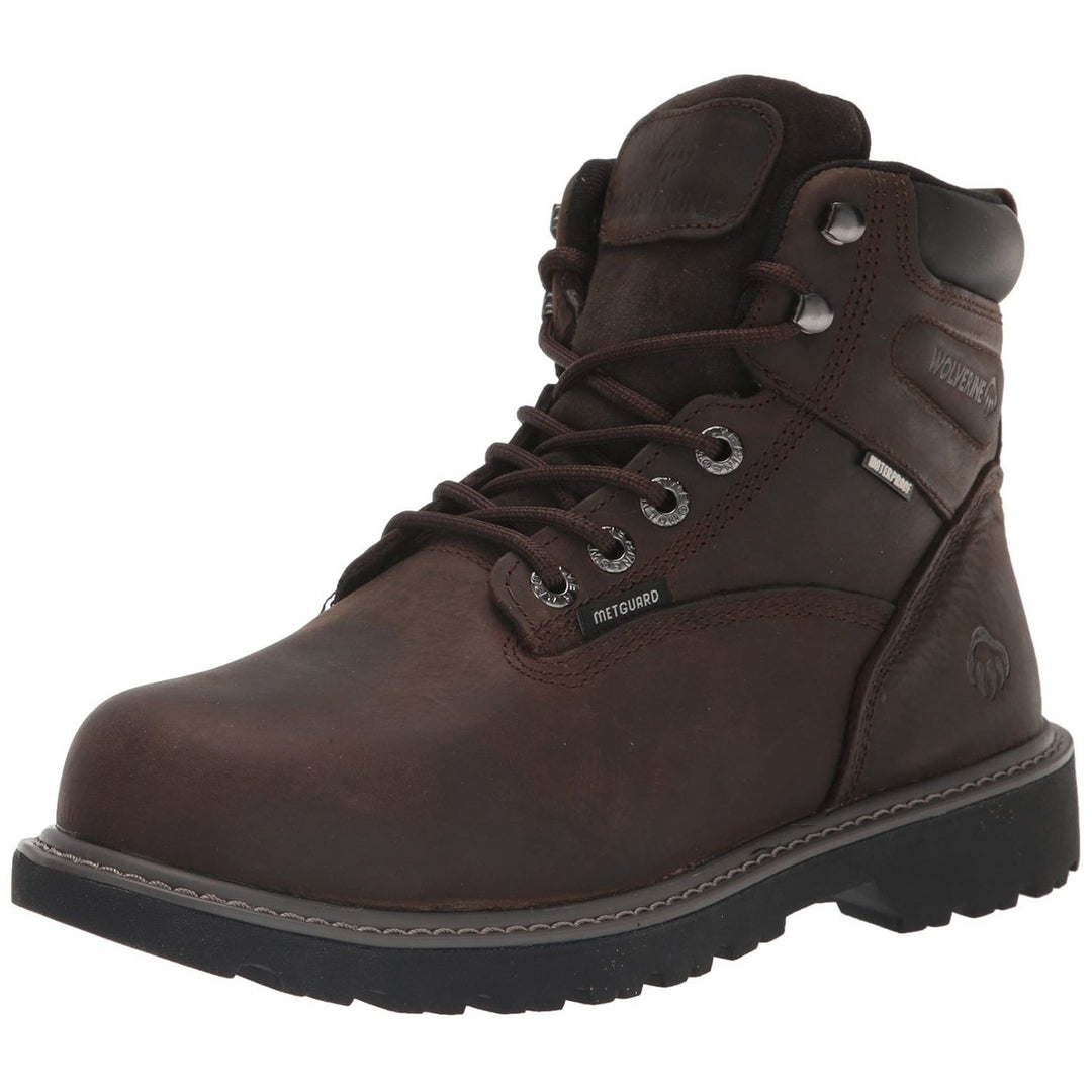 WOLVERINE Mens Floorhand Met Guard 6" Construction Boot DARK COFFEE Image 1