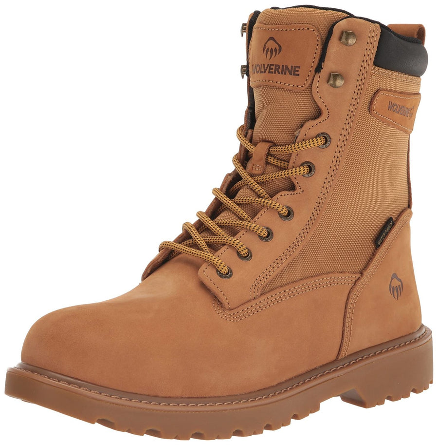 WOLVERINE Mens Floorhand Insulated Waterproof 8in Construction Boot WHEAT Image 1