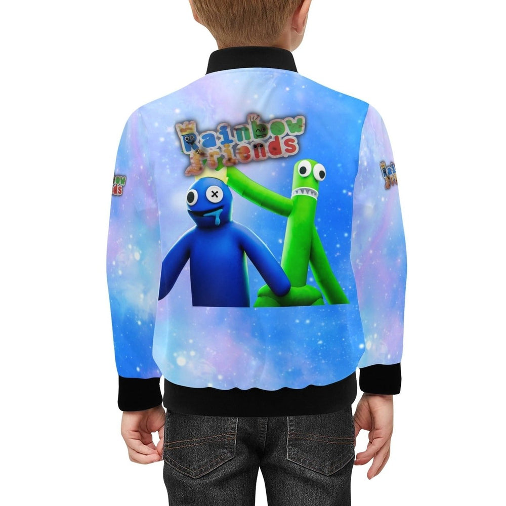 Kids Rainbow Friends Bomber Jacket Pockets Zip Closure XS S M L XL Polyester Image 2