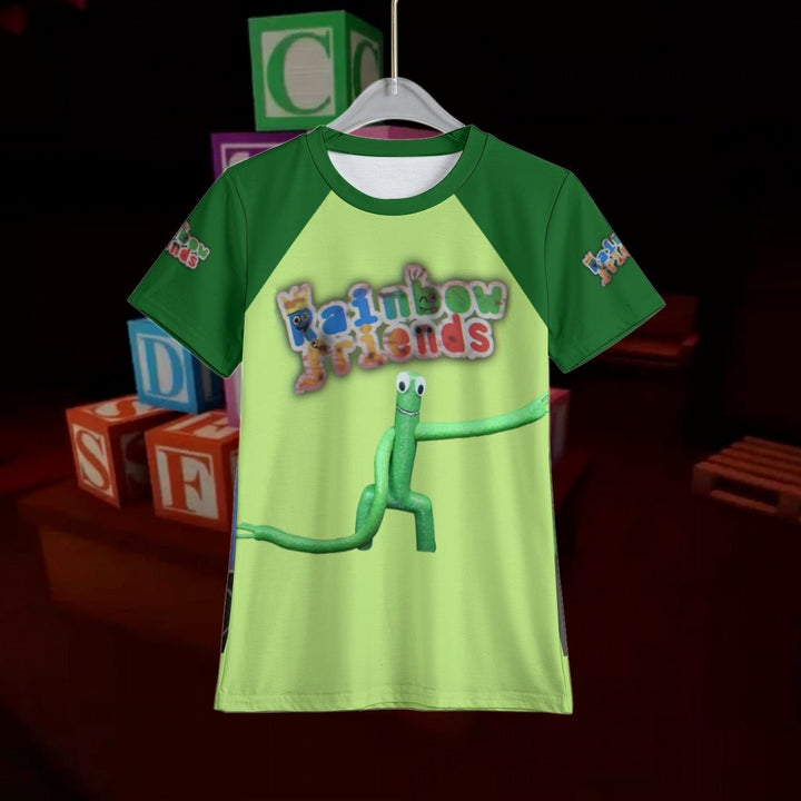 Kids Rainbow Friends Green Shirt Image 1