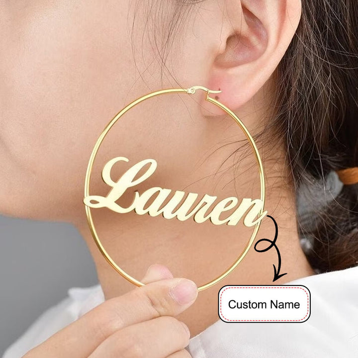 Custom Name Hoop Earrings Personalized 925 Sterling Silver Stylish Jewelry Image 1