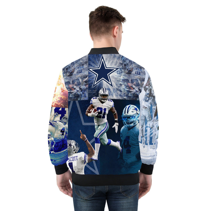 Dallas Football Jacket Premium Polyester Ribbed Collar Comfortable Soft Lining Image 4