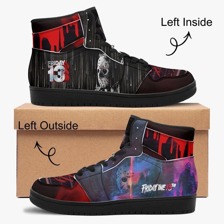 Friday the 13th Jason High Top Sneakers PU Leather Unisex Comfort Cushioned Insoles Image 1