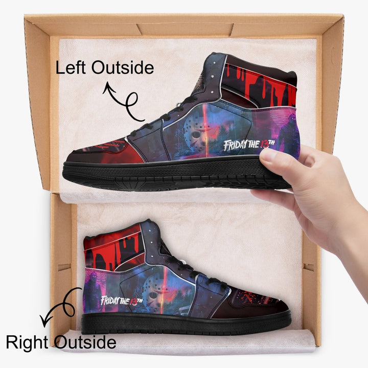 Friday the 13th Jason High Top Sneakers PU Leather Unisex Comfort Cushioned Insoles Image 4