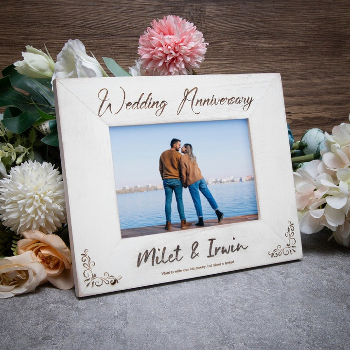 Custom Name Photo Frame Wood 21x17cm Wedding Ring Display Keepsake Gift Image 4