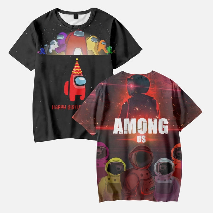 Among Us Birthday Shirt Kids Customizable Casual Tee Multi-Color Sizes 110-160 Image 3