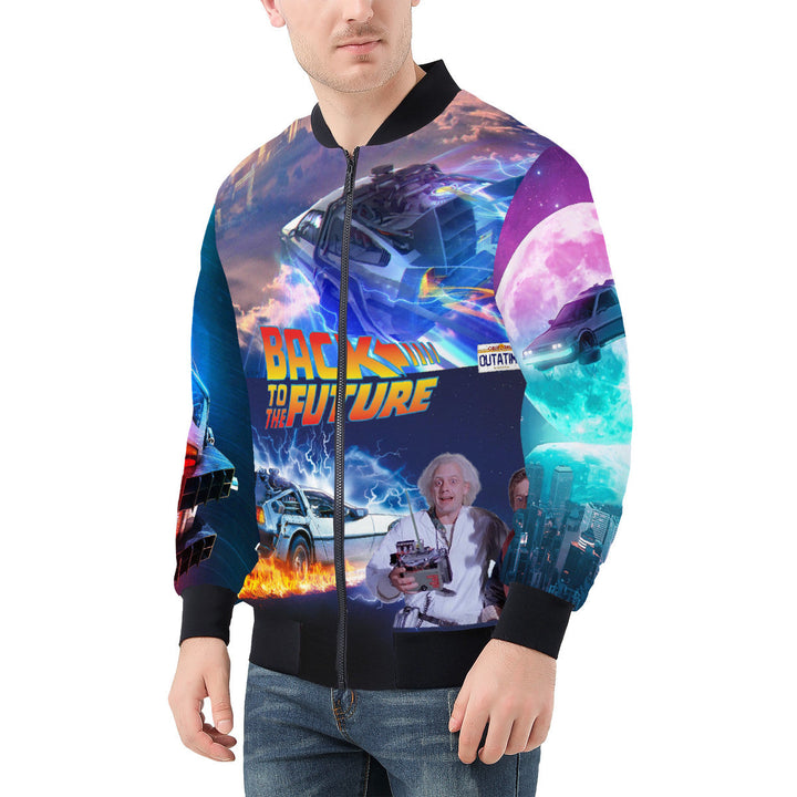 Back to the Future Bomber Jacket Premium Polyester Soft Lining Handmade Size M Image 2