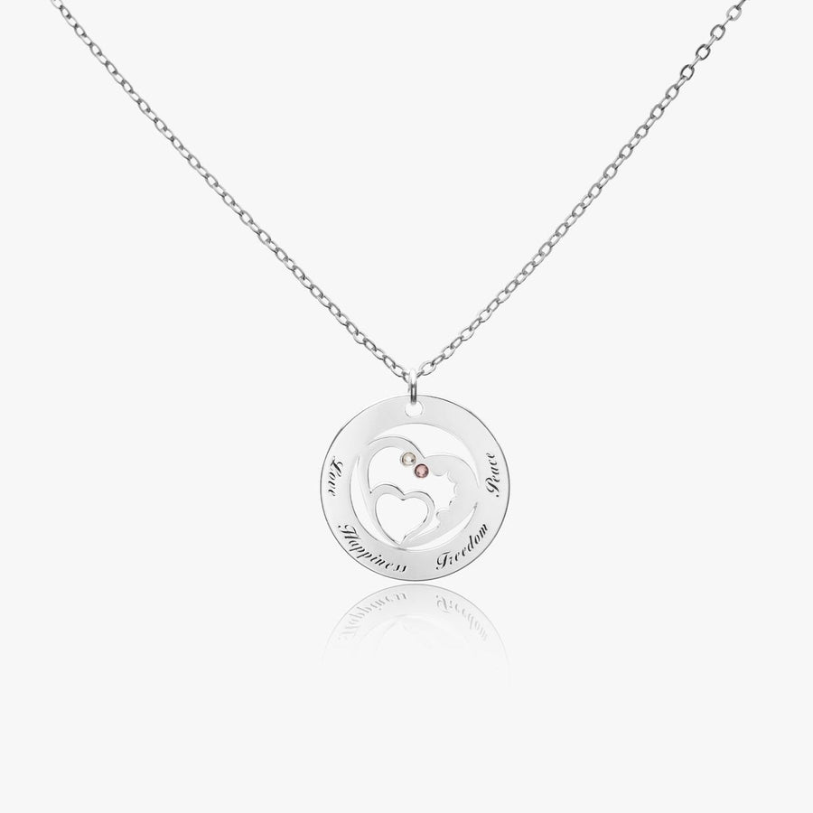 925 Sterling Silver Circle Heart Pendant with Diamonds Gift Box Included Image 1