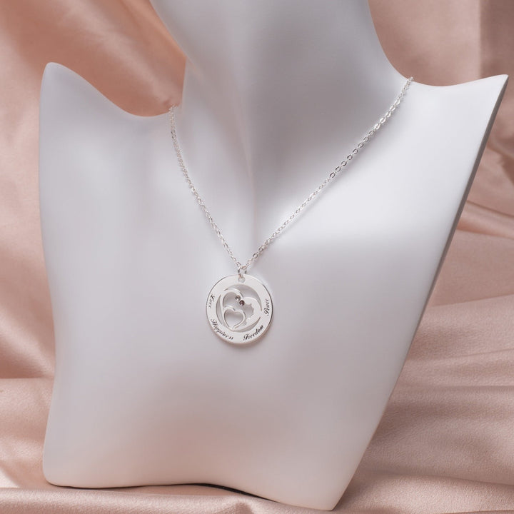 925 Sterling Silver Circle Heart Pendant with Diamonds Gift Box Included Image 4