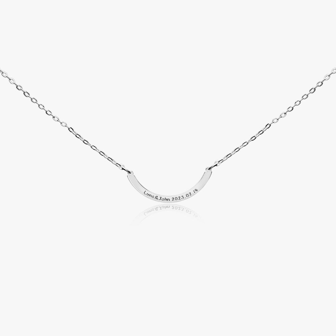 925 Sterling Silver Curved Bar Necklace with Gift Box Modern Classic Design Image 1