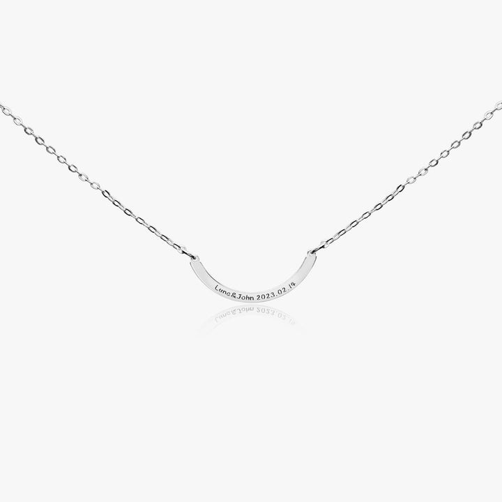 925 Sterling Silver Curved Bar Necklace with Gift Box Modern Classic Design Image 1