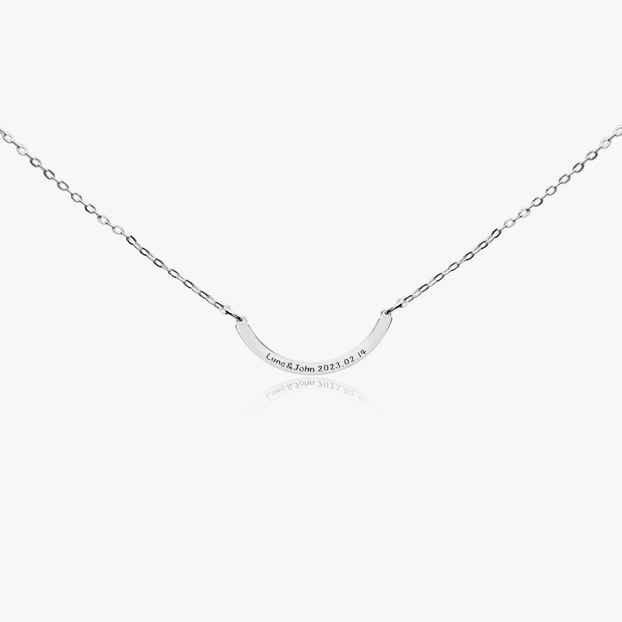 925 Sterling Silver Curved Bar Necklace with Gift Box Modern Classic Design Image 1