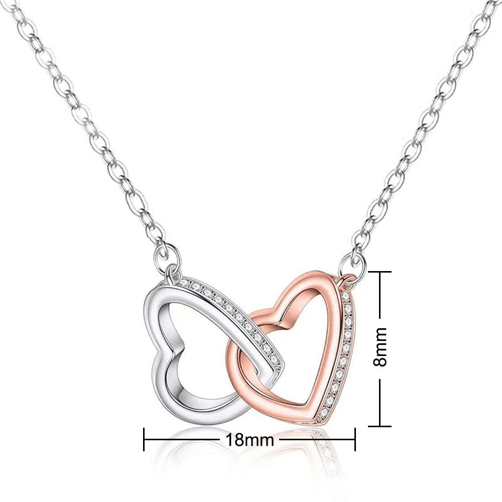 Connected Hearts Necklace 925 Silver Copper 50cm Chain Two Tone Heart Pendant Image 10