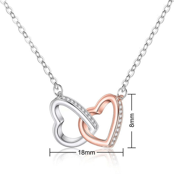 Connected Hearts Necklace 925 Silver Copper 50cm Chain Two Tone Heart Pendant Image 10