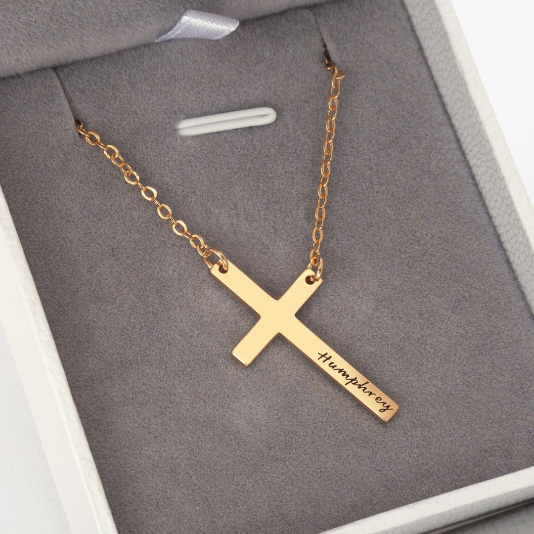 Custom Cross Name Necklace 925 Sterling Silver fine Faith Jewelry Gift Image 2