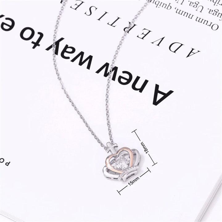 Crown Necklace 925 Sterling Silver Rose Gold Plated with Dancing Crystal Gift Box Image 10