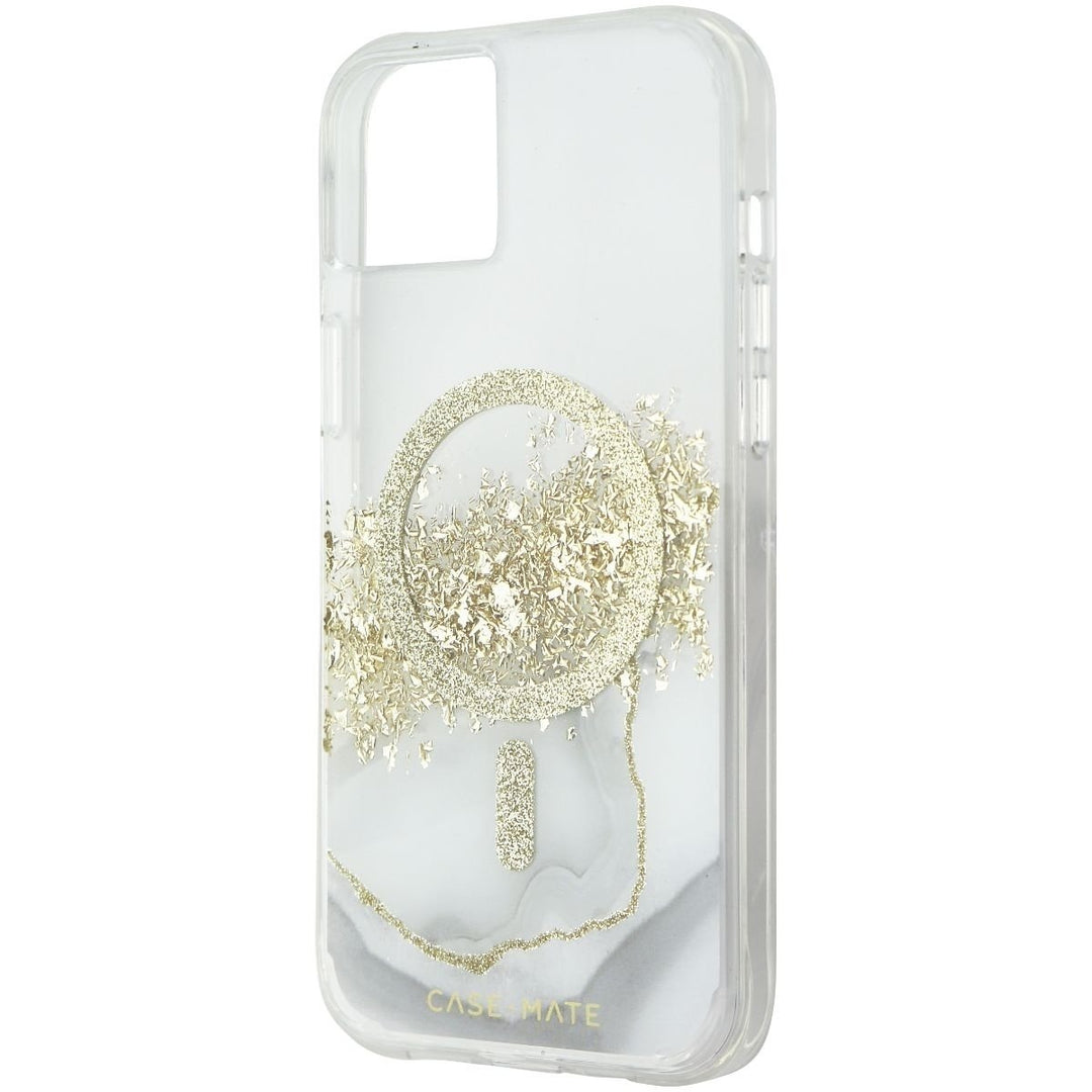 Case-Mate Karat Marble Case for MagSafe for iPhone 14 Plus - Clear/Gold/White Image 1