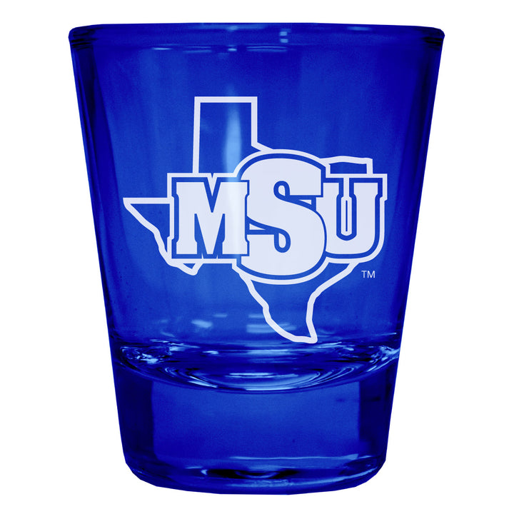 Midwestern State University Mustangs Engraved Full Color 2oz Shot Glass Officially Licensed Collegiate Product Image 1