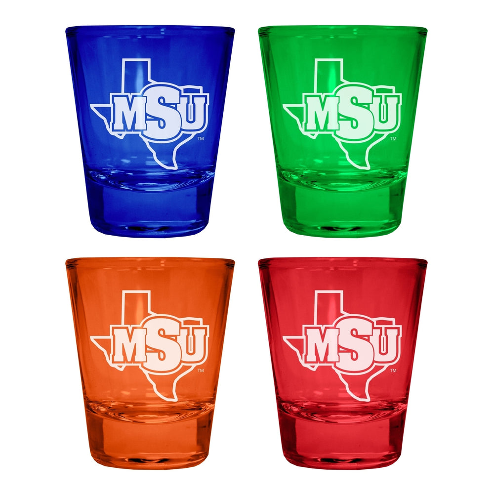 Midwestern State University Mustangs Engraved Full Color 2oz Shot Glass Officially Licensed Collegiate Product Image 2