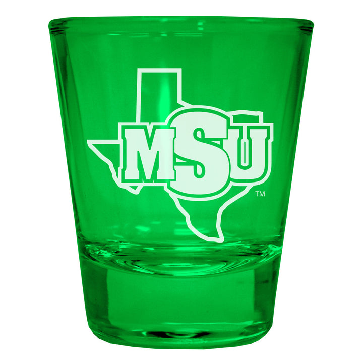 Midwestern State University Mustangs Engraved Full Color 2oz Shot Glass Officially Licensed Collegiate Product Image 3